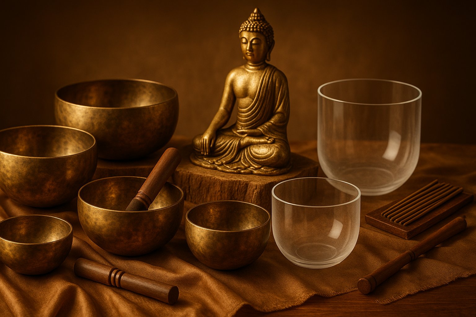 Hero Címbalos tibetanos tingshas em bronze | 8 símbolos | 3 tamanhos disponíveis